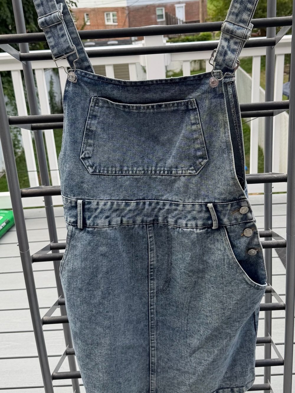 Classic Denim Overall Dress - Women